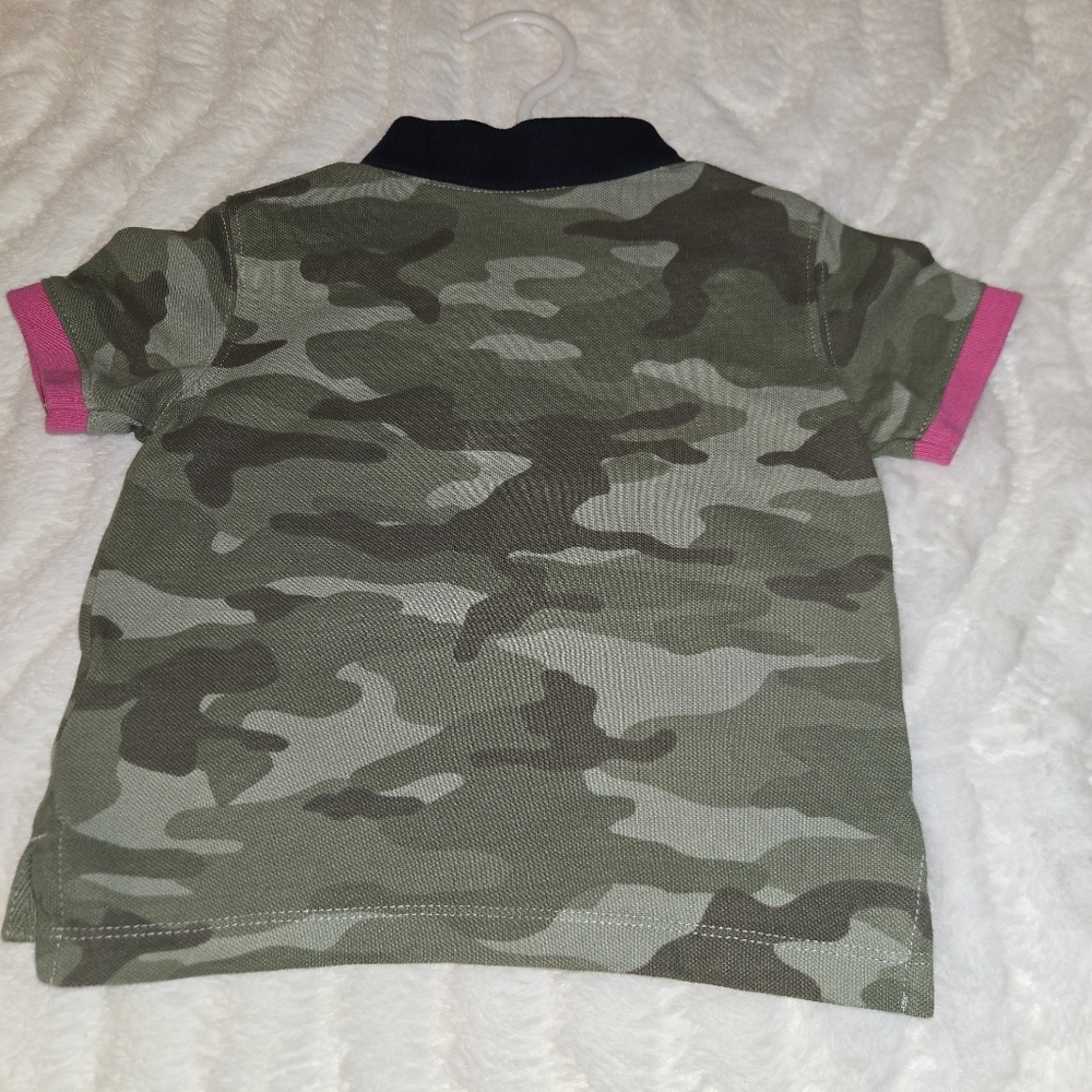 GAP Kids Polo Shirt - Green Camo with Pink Accents - Picture 2 of 4
